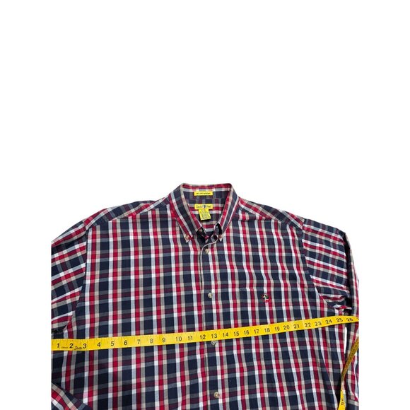Duck Head Mens Wrinkle Resistant Long Sleeve Button-Down Shirt Red/Blue Plaid - Picture 5 of 6